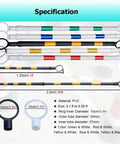 Image of specifications for Ten Pack Heavy Duty Retractable Traffic Cones, showing sizes and colors of PVC posts.