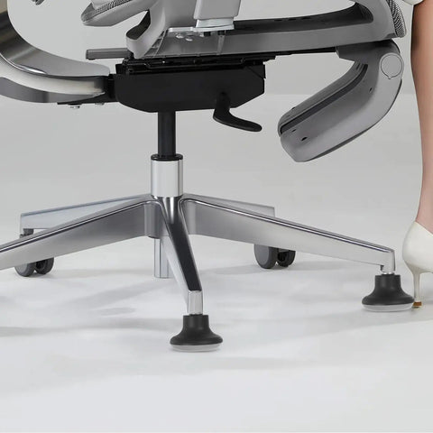 5pc Office Chair Casters with Black PU Solid Tires on a sleek office chair base, showcasing easy mobility and modern design.