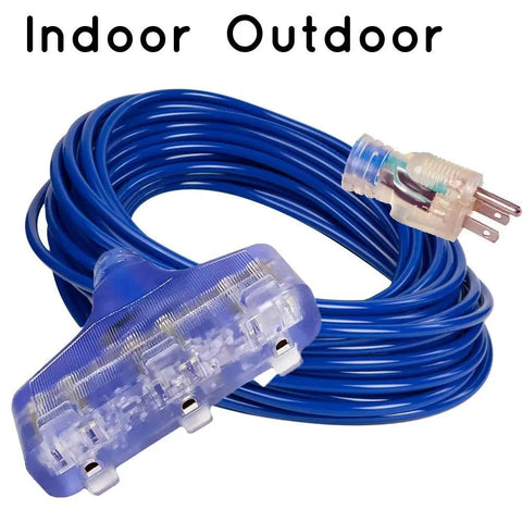 12/3 Extension Cord 100 Ft Heavy Duty Outdoor Indoor Waterproof Power Cord 12 Gauge 3 Prong SJTW With Lighted End 15 Amp 1875W ETL Listed Great For Garage Garden Home And Tools