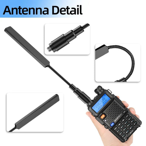Long Range Dual Band Ham Radio Antenna SMA-Female 144 430 MHz Foldable Gooseneck Whip For Baofeng UV-5R detailed view