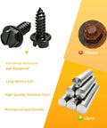 Gear Up Your Ride Smoothly With These Hella Tough Slotted Stainless Steel License Plate Screws In Fresh Black Finish Eight Piece Set For Rust Resistance And Super Secure Auto Mounting, showcasing black screws and stainless steel cylinders.