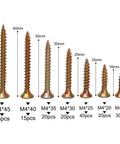 Image of M4 Self Tapping Screws Kit With Black Flat Head Countersunk Phillips Drive Iron Black Finish 16mm To 45mm Lengths