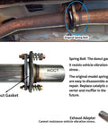 Universal 2 Inch Exhaust Flex Pipe Repair Kit With Spring Joint Flange Coupler Bolts To Stop That Rattle Auto Shop Grade showing original spring bolt and gasket.