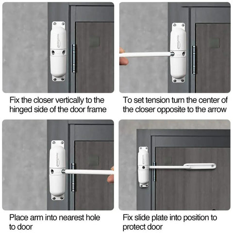 Easy Install Adjustable Spring Door Closer For Self Closing Doors Fire Rated installation steps diagram