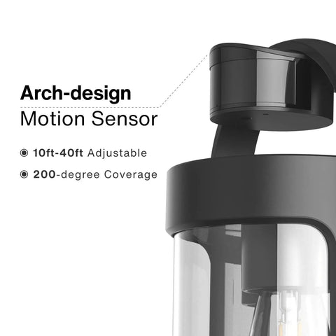 Motion Sensor Outdoor Wall Light With Three Lighting Modes For Porch And Exterior Use Black Dusk To Dawn Wall Mount Lantern