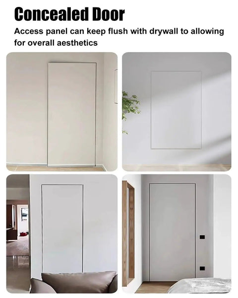 Smooth Finish Paintable Flush Mount Plumbing Access Panel For Drywall Sheetrock Hidden Wall Door with flush mount design in a modern interior.