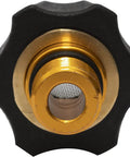 Close-up of brass water inlet fitting for pressure washer pumps, showing robust construction for leak-free performance.