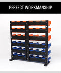 Wall Mounted 36 Bin Storage Rack for Garage and Workshop Heavy Duty Plastic Bin Organizer Kit with Detachable Label Friendly Bins Easy Mounting Durable Tool Storage System for Home Shop and Man Cave