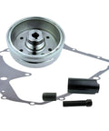 Brand New RMSTATOR Kit With Flywheel And Puller Tool For Suzuki Lta 400 Quads Model Years 2002 Through 2007, includes flywheel and gasket.