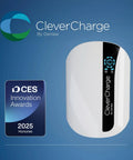 Level 2 EV Charger With CleverKey AI, 48A 240V J1772 EVSE displayed with CES 2025 Innovation Award badge