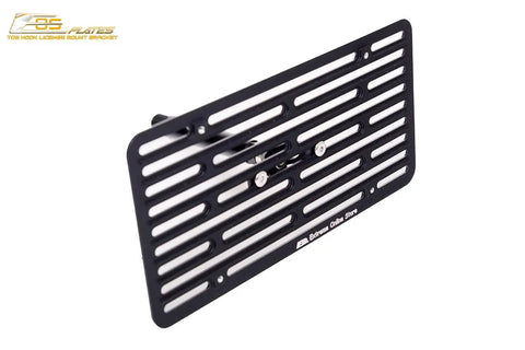 Nissan 370Z Front Bumper Tow Hook License Relocator Mount Bracket Version 2 EOS Plate Tow-384-V2 in black aluminum