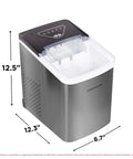 Portable Stainless Steel Countertop Ice Maker Machine That Whips Up To 26 Pounds Of Fast Freezing Cubes Daily, 12.5" tall.