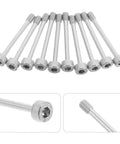 Top Shelf Stainless Steel Hex Screws Nuts Ten Piece Self Locking Anti Loosening Bolt Set High Precision Rust Proof Hardware Kit, silver hex bolts.