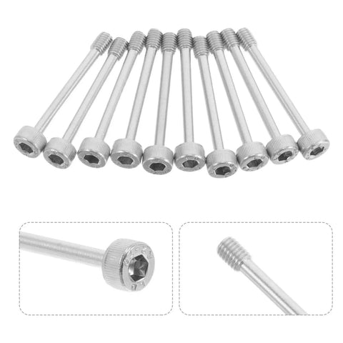 Top Shelf Stainless Steel Hex Screws Nuts Ten Piece Self Locking Anti Loosening Bolt Set High Precision Rust Proof Hardware Kit, silver hex bolts.