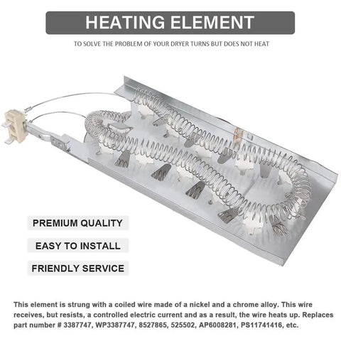 All In One Dryer Heating Element Kit With Thermostat Cutoff And Thermal Fuse Replacement For Maytag Whirlpool Kenmore Dryers