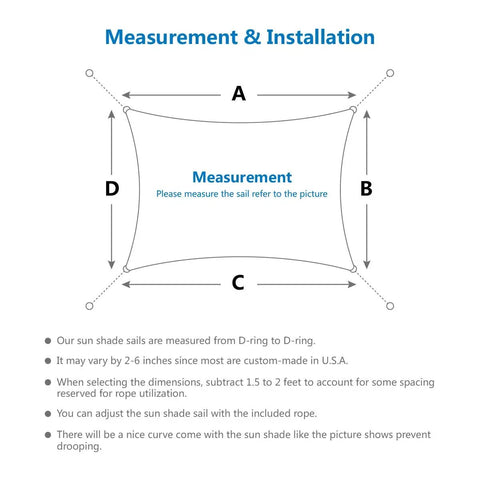 Diagram of Beige 4x8 Sun Shade Sail For Patios And Backyards UV Blocking Outdoor Shade For Pergolas Built Tough HDPE