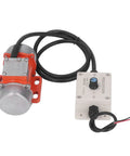Front view of 30W Brushless DC Vibration Motor with 4000 RPM and speed controller, DC12V, aluminum alloy build for concrete vibration