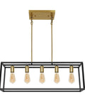 5 Light Modern Farmhouse Kitchen Island Chandelier With Black Brass Industrial Vibe For Kitchen Island And Living Room Open Geometric Frame With Matte Black Brass Finish Dining Room Fixture