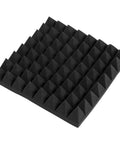 Top Shelf 2X12X12 Inch Pyramid Acoustic Foam Panels 12 Pack high density black sound absorbing tiles for audio mixing.