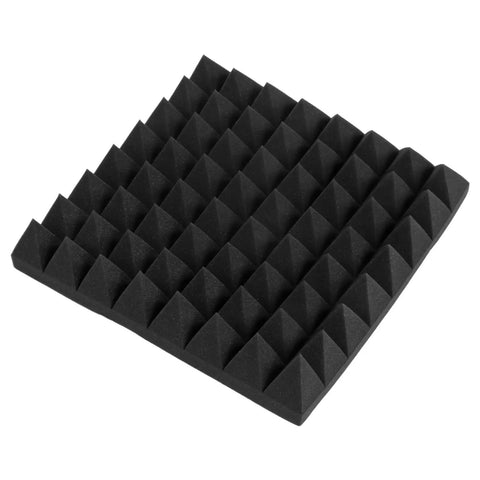 Top Shelf 2X12X12 Inch Pyramid Acoustic Foam Panels 12 Pack high density black sound absorbing tiles for audio mixing.