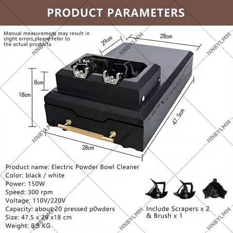 High Performance Electric Portafilter Cleaner Knock Box With Spare Scrapers And Brush Fits 58mm Filters detailed size and specifications image