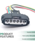 Close-up of black 2-Piece Plug-N-Play Throttle Body Pigtail Connector Kit For TPS Throttle Position Sensor Repair 6-Pin Wiring Harness Adapter OE 90980-11858 Replacement