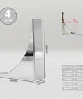 Close-up of 4 Pack Silver Cabinet Pulls Set Zinc Alloy Slick Modern Minimalist Drawer Handles with dimensions and material details.
