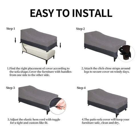 Instructions for installing Heavy Duty Waterproof Outdoor Chaise Lounge Cover Set With Air Vent, Windproof Patio Lounge Chair Covers.
