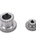 Heavy Duty Drop In Steel Duplicate Gear Set For Mini Lathes with main and motor gears, made of durable steel, 45mm and 25mm sizes.