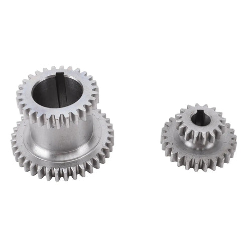 Heavy Duty Drop In Steel Duplicate Gear Set For Mini Lathes with main and motor gears, made of durable steel, 45mm and 25mm sizes.