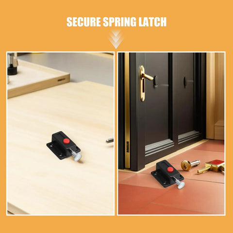 8 Pack Push Latches for Cabinets and Drawers With Spring Lock No Fuss, Durable ABS Zinc Alloy on wooden surface
