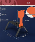 AR500 Steel Auto Reset Target Thirteen Inch Popper Three Eighths Inch Self Reset Gong Target dimensions and materials diagram