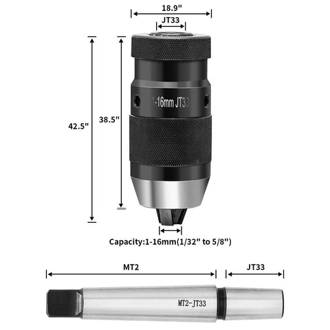 Heavy Duty Keyless Drill Press Chuck Mt2 To Jt33 Morse Taper Arbor Self Tightening Cnc Lathe Milling Kit Precise One Thirty Two To Five Eighths Inch Capacity No Sweat Installation Built Like A Rock For Real Shop Work