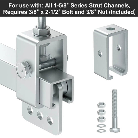 Four Pack Channel Trolley Track Support Hanger Brackets For One And Five Eighths Inch Strut Channel Heavy Duty Steel DIY Kit
