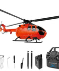 Orange 4 Channel RC Helicopter With Single Propeller No Ailerons 6 Axis Gyro Stabilization Altitude Hold and accessories