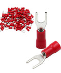 Insulated Fork Spade Terminal Connectors For 22 To 16 AWG Wires 0.5 To 1.5 Mm2 4.3 Mm Hole Fits Standard US 8 Stud Shafts 100 Pack