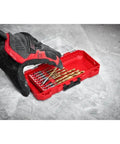 Milwaukee Shockwave Titanium drill bit kit, 15-piece, red case with gold-coated bits
