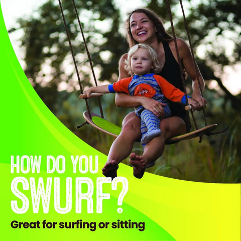 Mother and child on Stand Up TreeSkate Outdoor Swing For Kids With Adjustable Handles And Easy Installation, Weatherproof Backyard Play