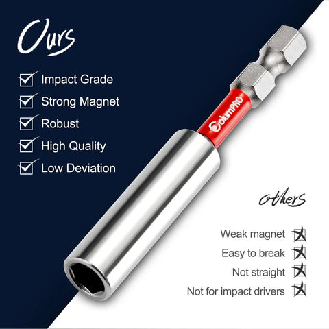 Powerful Magnetic Impact Bit Holders Set With One Quarter Inch Hex Shank S2 Steel Drill Bit Extensions Straight No Bend 2.6 Inch 4 Inch And 6 Inch Extensions