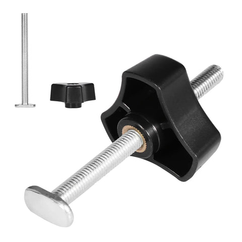 Heavy Duty Quick Acting Hold Down Clamp Set For Ttrack And Tslot Router Tables With M8 Fasteners and twist knob for woodworking.