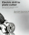 Close-up of Titanium Drill Nibbler Attachment for Beast Mode Fast Sheet Metal Cutting and Vinyl Slitting