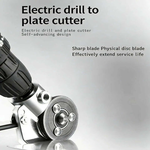 Close-up of Titanium Drill Nibbler Attachment for Beast Mode Fast Sheet Metal Cutting and Vinyl Slitting