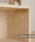 2.76 Inch Steel Right Angle Connector Bracket for 90 Degree Furniture Joints installed on a wooden shelf corner.