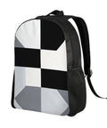 Clean Black And White Piano Grid Print Travel Backpack With Bold Front Art, Dope Laptop Daypack For Daily Commute And Fitness Trips, Slick Shoulder Bag That Truly Slays in black and white design.
