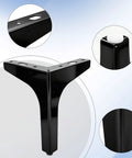 Close-up of a 6 Inch Matte Black Stainless Steel Furniture Legs Replacement Feet for Sofa Couch Cabinet and Ottoman Modern Polished Metal