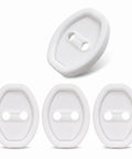 Stop The Door Clank Forever With These Heavy Duty White Silicone Door Latch Covers 4 Pack Peel And Stick For All Cars Trucks And SUVs Rust Resistant Noise Dampening Guards. Set of four white silicone door latch cover shields.