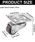 8 Pack Tiny Swivel Caster Wheels 1/2 Inch Diameter Low Profile Self Adhesive Steel Top Plate For Small Appliances Quiet Rollers Floor Safe Durable Rubber Wheels