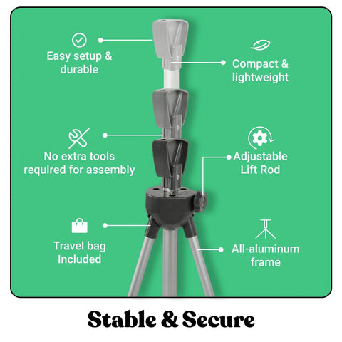 Heavy Duty Adjustable X Banner Stand With Sturdy Aluminum Frame And Durable Travel Case Perfect For Trade Shows Street Fairs Or Urban Hustles showing adjustable lift rod and easy setup features.