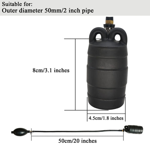 2 Inch Inflatable Sewer Test Plug With Self Contained Hand Inflator Natural Rubber Balloon Pipe Plug for Sealing Pipes