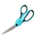 Heavy Duty Bent Fabric Scissors 8.5 Inch With Comfort Grip For Sewing And Crafting, Pro Grade Shears For Cutting Multiple Fabric Layers, Tempered Dual-Sided Blades For Sharp Long-Lasting Performance, turquoise handles
